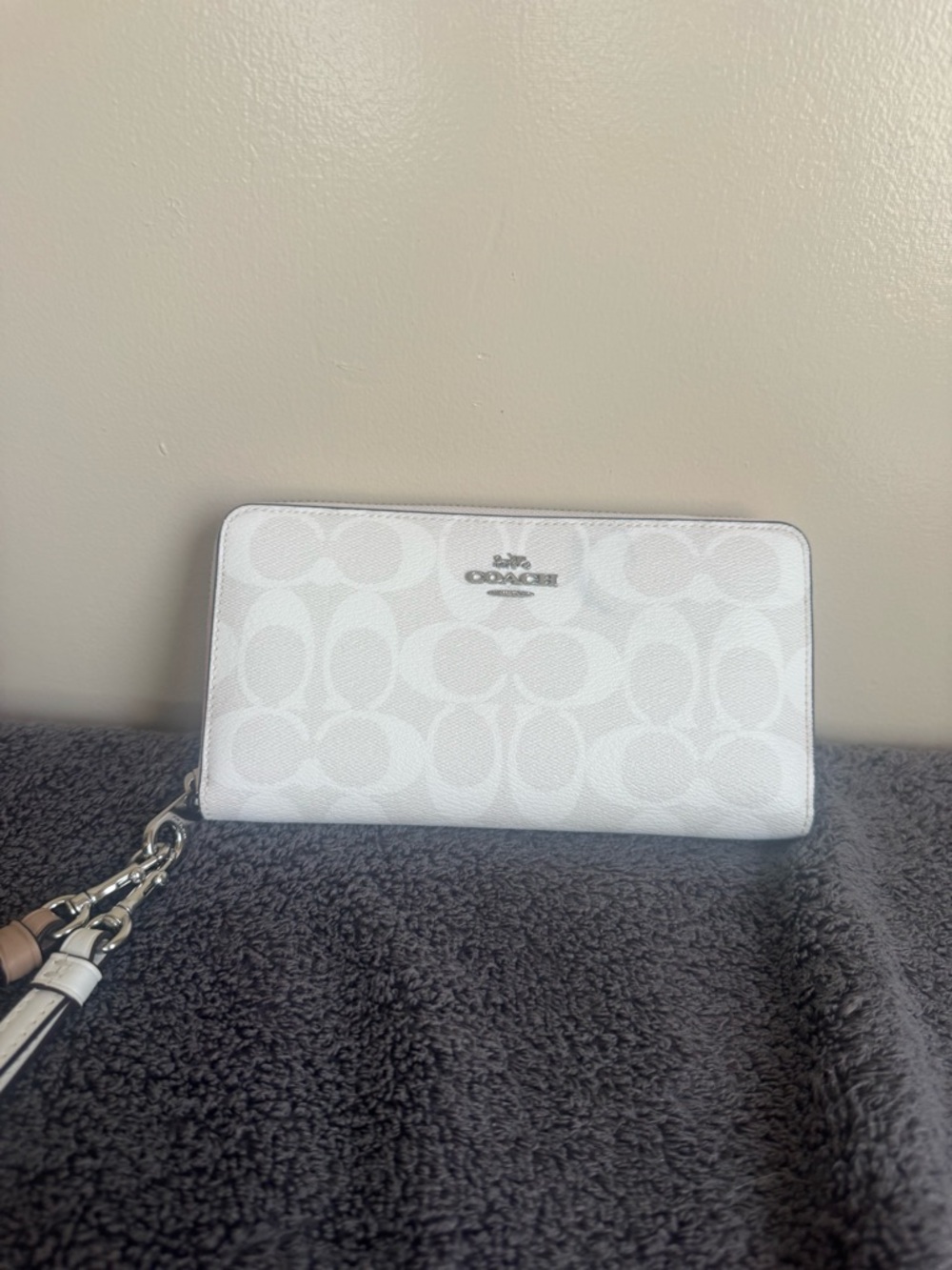 COACH Long Zip Around Wallet (White)